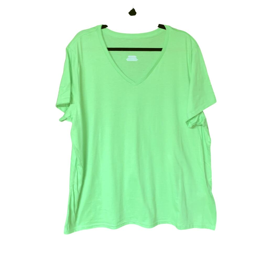 NWOT Fanatics Green Short Sleeve V-Neck Cotton T-Shirt Tee Women's Size 3XL